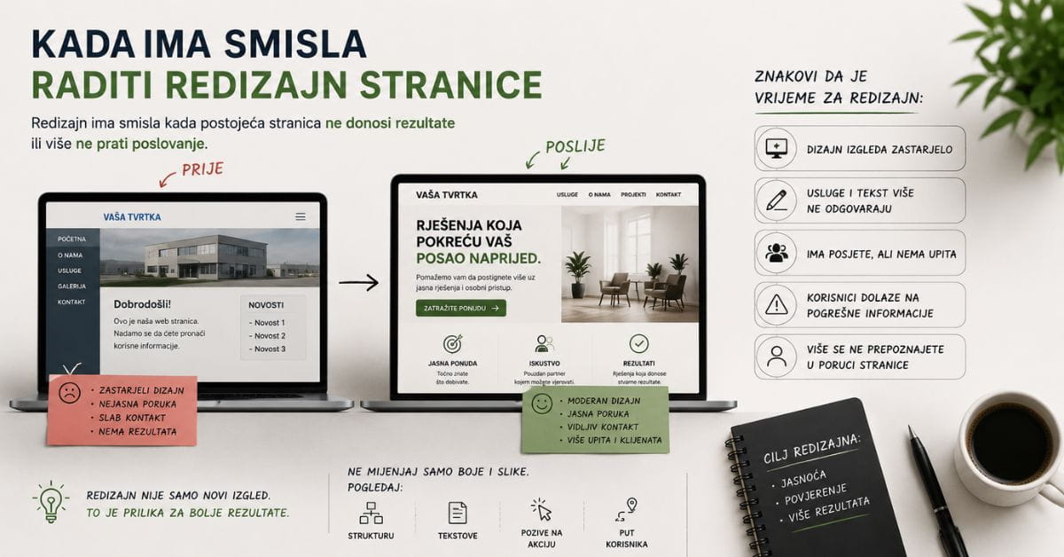 Kada ima smisla raditi redizajn stranice i poboljšati strukturu, tekstove i rezultate